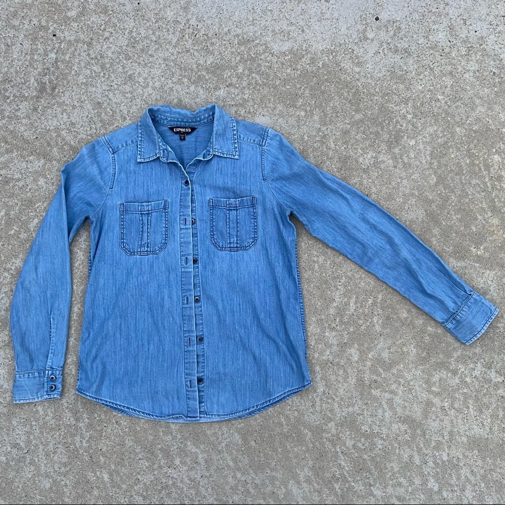 Express Denim Top Lightweight Button Down Size XS